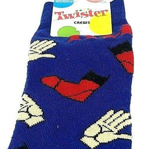 Twister Hands Feet Blue Men’s Crew Size 6.5-12 Soc